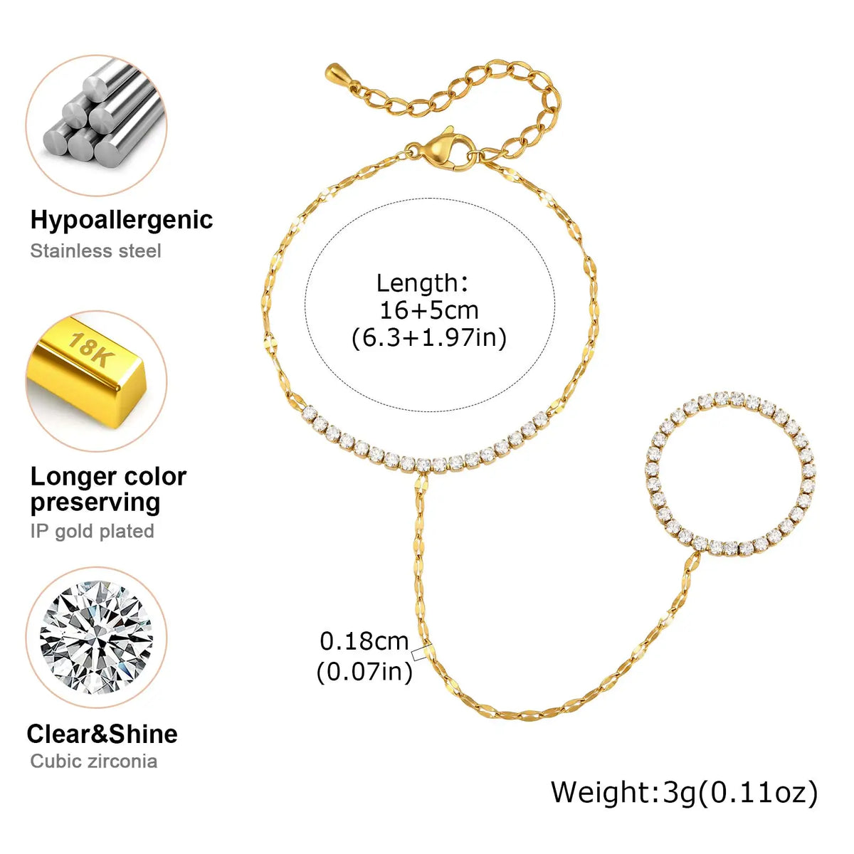 Seraphine Gold Finger Bracelet