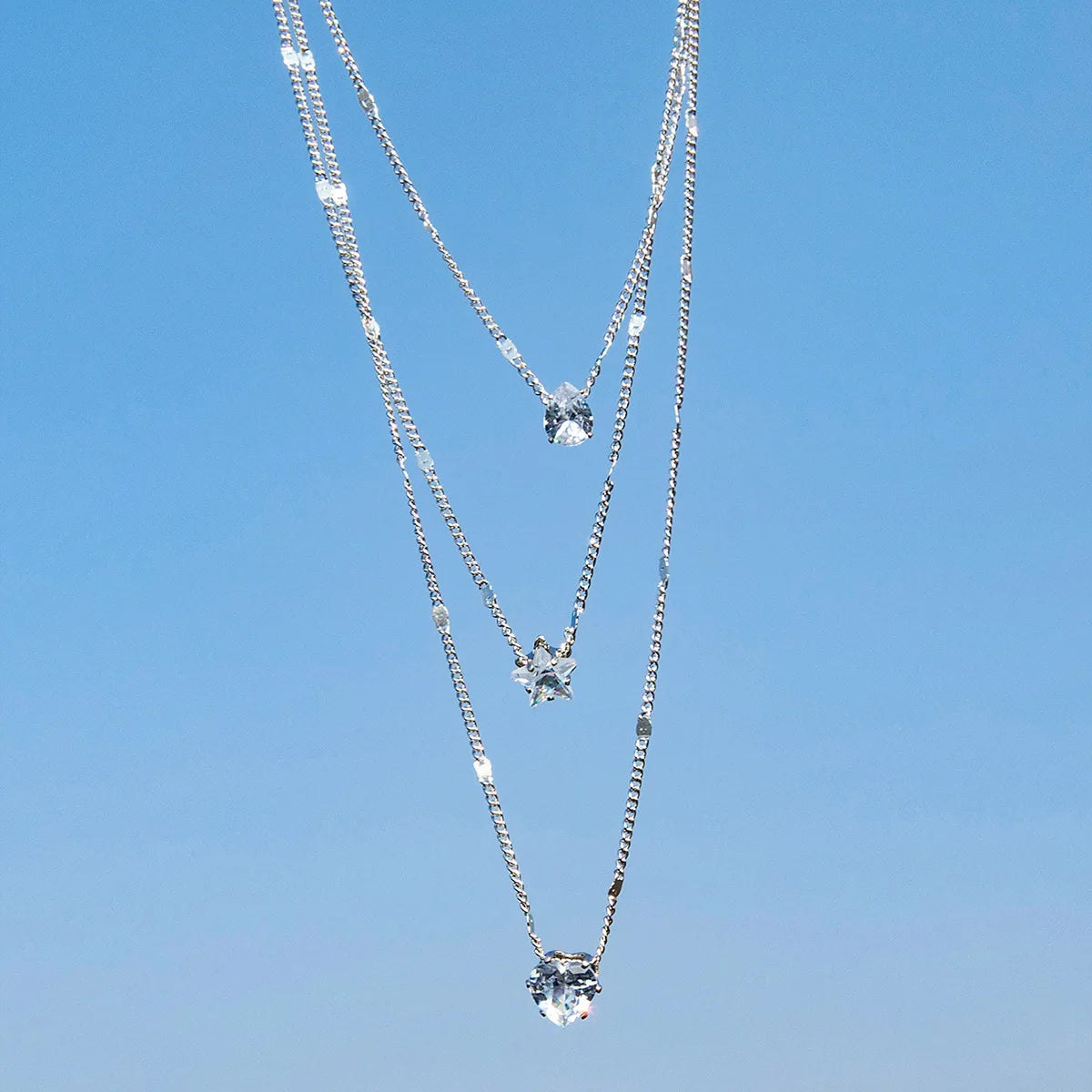Elegant Crystal Zircon Layered Necklace – Luxury Pendant Choker for Women